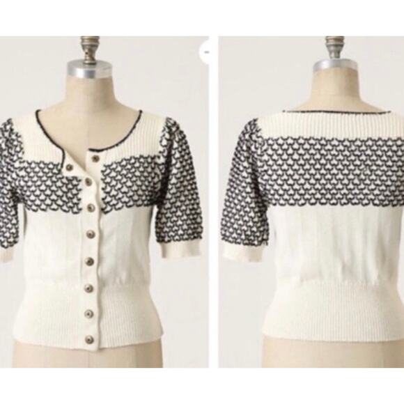 Moth Tops - Moth Black and White Button-Up Blouse